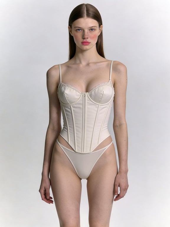 AI lingerie filter after transformation - woman portrait in virtual lingerie style