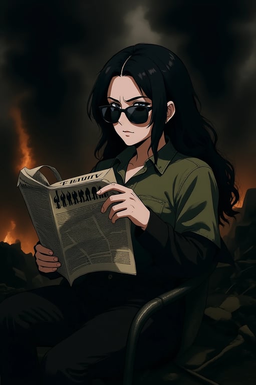 a portrait of a person reimagined in a dark anime war setting, emphasizing emotional depth, strong facial structure, and restrained color usage