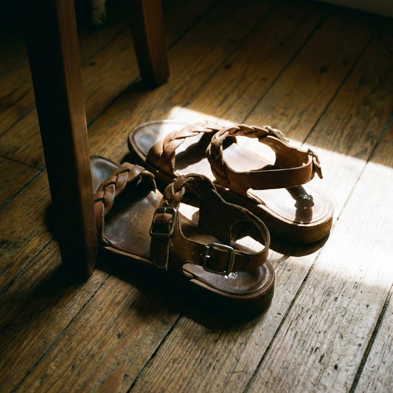 Create an elegant shot focusing on the shoe glistening on a clean, polished tabletop, with a close-up of a beautiful female model's ankle and foot, set against a light studio backdrop, and lit with professional studio lighting that produces gentle, natural shadows for enhanced depth and product emphasis.