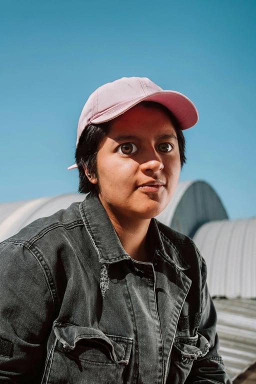 AI big eyes filter after photo - man portrait with a hat after big eyes filter