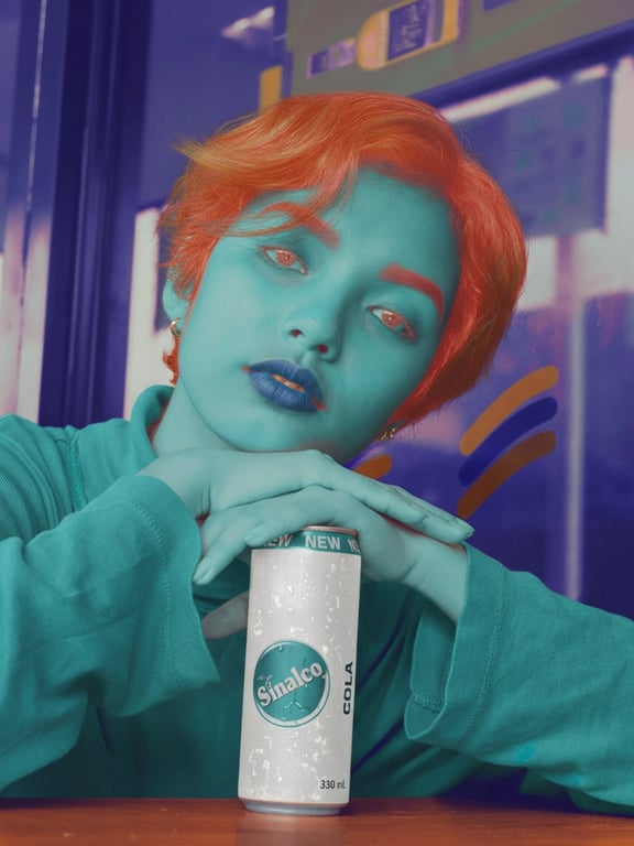 AI negative image filter after transformation - studio photo stylized with reversed light and dark contrast