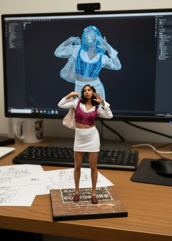 ai action figure generator after: a realistic action figure posed on fashion woman