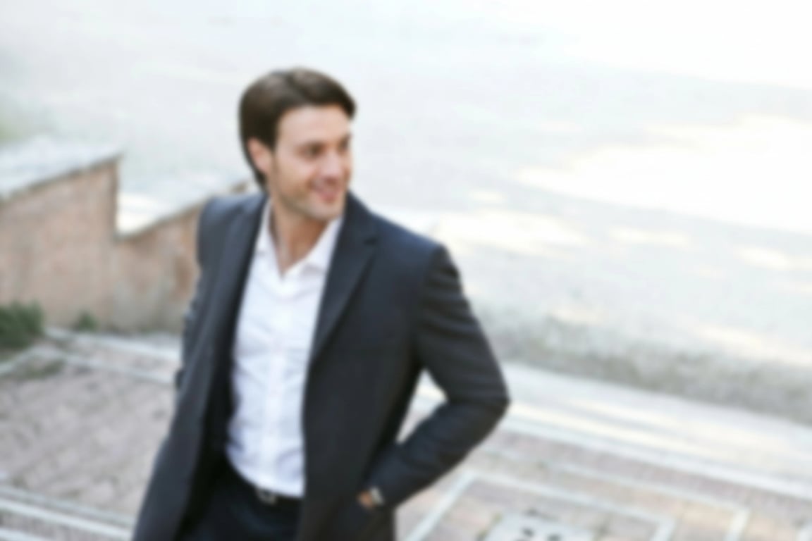 AI blur image filter after transformation - influencer photo with cinematic bokeh blur