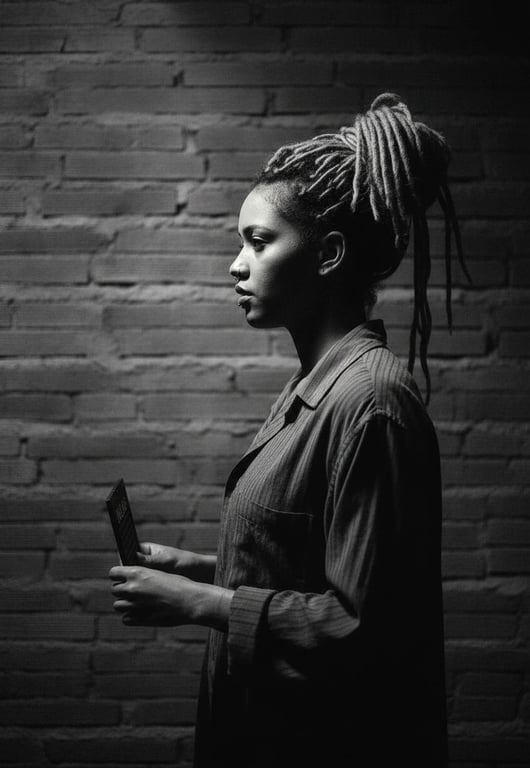 AI mugshot filter after transformation - studio photo with AI generated arrest background