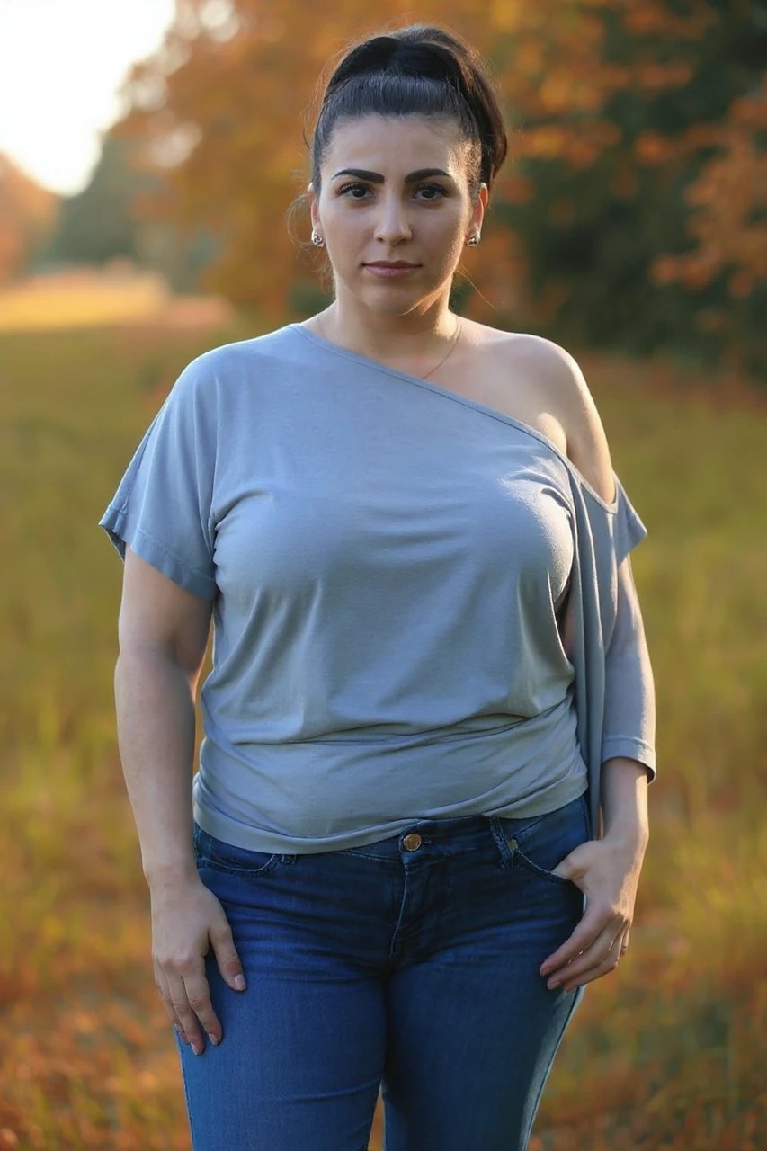 AI hourglass body filter before photo - fashion portrait before AI curve enhancement