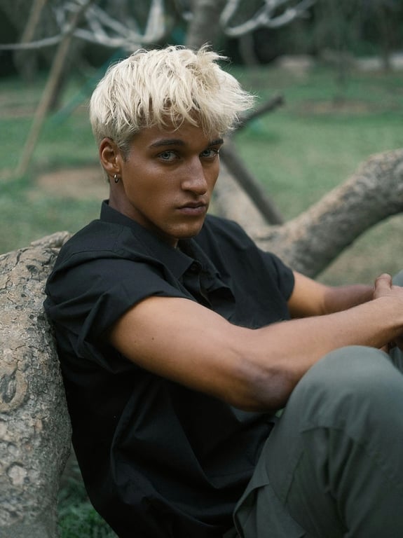 AI tan skin filter after transformation - close up photo with smooth sun glow skin tone