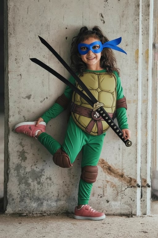 AI mutant ninja turtle outfit filter after transformation - portrait wearing AI generated ninja turtle suit