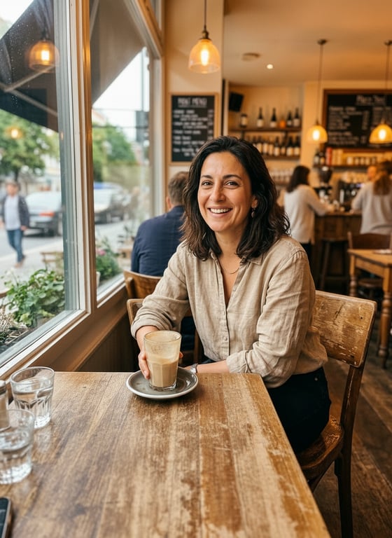 Refine this café scene into a ...