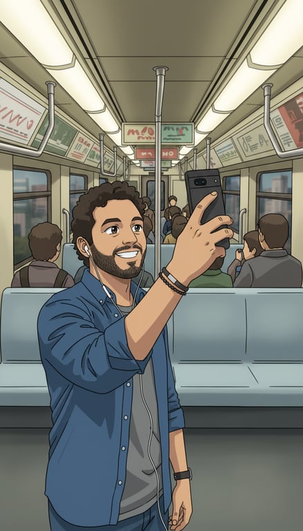 Recreate this selfie as a 2000...