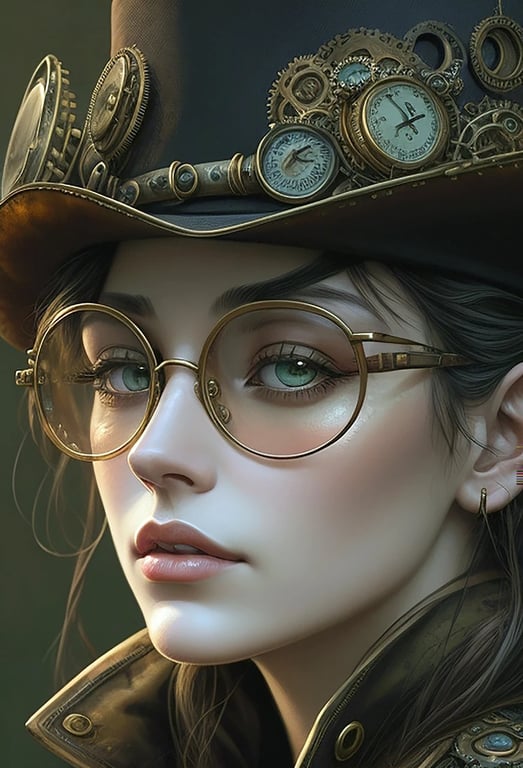 ai remove glasses from photo before photo - portrait of a woman wearing round eyeglasses