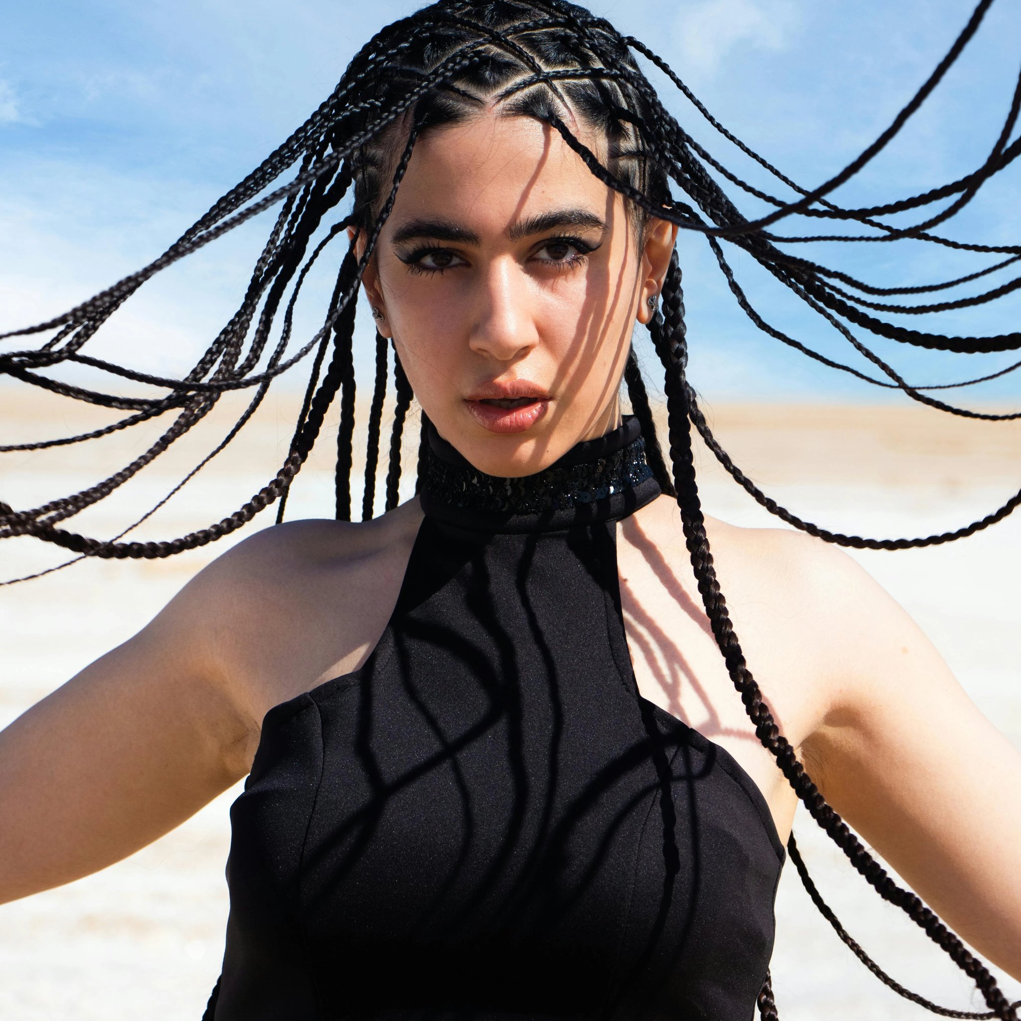 Gold Party Clothes filter before photo - natural portrait in everyday clothing with simple background