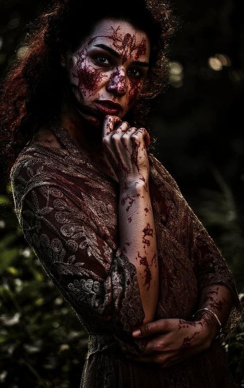 AI zombie filter after transformation - creative photo with detailed AI horror transformation