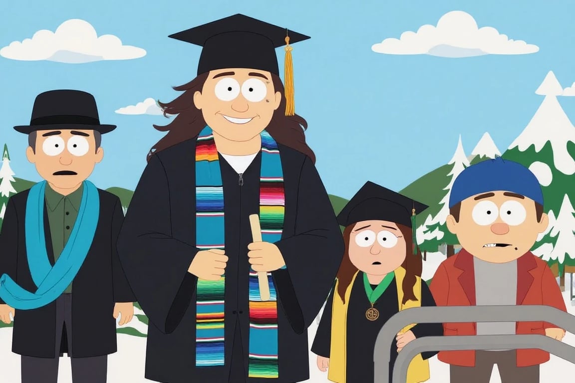 AI South Park character filter after transformation - fashion portrait recreated in South Park look