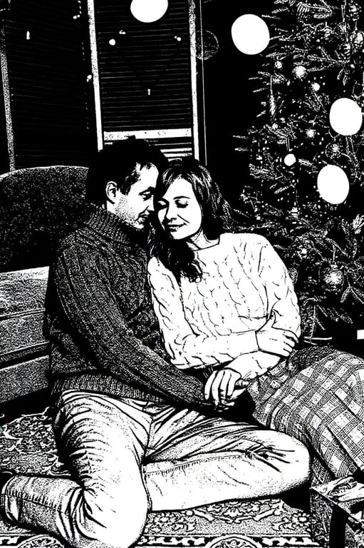 AI stencil maker after transformation - fashion portrait with sharp stencil outlines