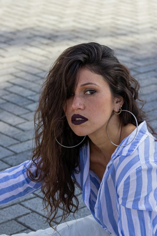 a full-body image of a woman generated by AI, wearing coordinated clothing with accurate fabric drape, realistic limb length, and natural weight distribution