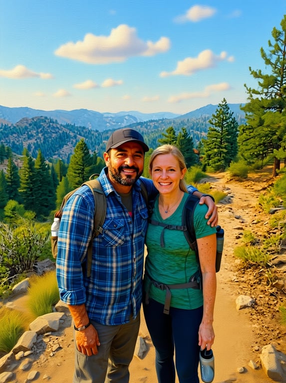 Transform this hiking snapshot...