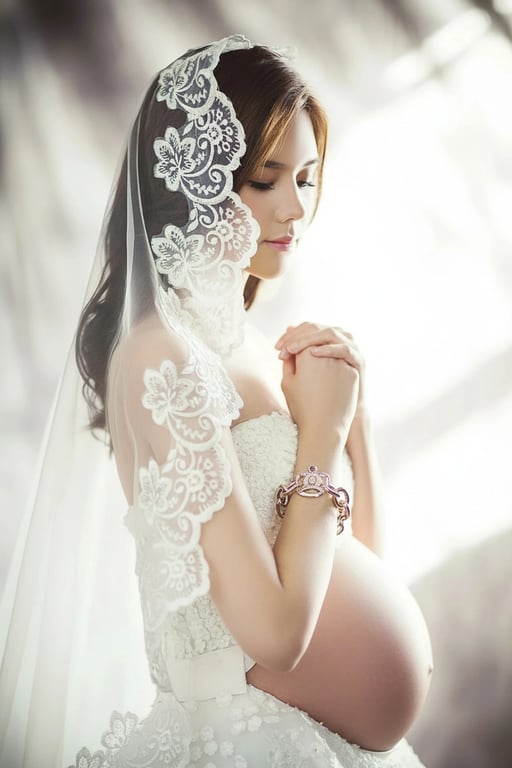 AI pregnant filter after transformation - portrait with realistic AI generated baby bump