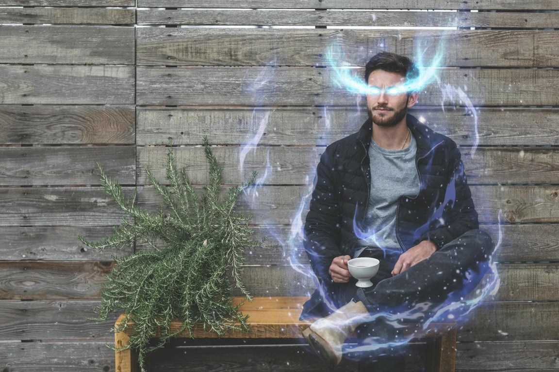 a portrait of a person using Observation Haki, depicted with glowing eyes and a focused, predictive aura