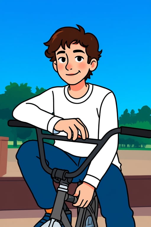 a portrait of a person transformed into a random cartoon character featuring simplified anatomy, stylized facial proportions, playful expression, clean outlines, flat colors, and a unique combination of cartoon features for a fresh character look