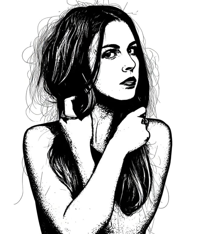 AI stencil maker after transformation - influencer portrait recreated as stencil art