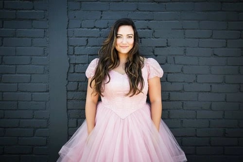 Princess dress after – soft pink princess gown with dreamy lighting