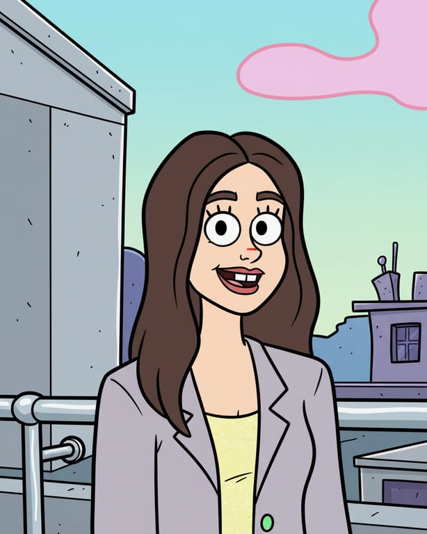 a portrait of a person converted into a Nickelodeon SpongeBob cartoon look, with thick outlines, flat shading, vibrant pastel colors, and a clean hand-drawn animation appearance.