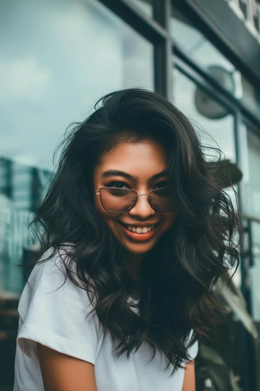 a portrait of a person with hair volume improvement focused solely on fullness and density: thicker root area, richer mid-length body, unchanged hairline and style; maintain realistic texture and strand detail; avoid helmet shapes; no changes outside the hair; final image should appear as the same hairstyle with clearly more hair