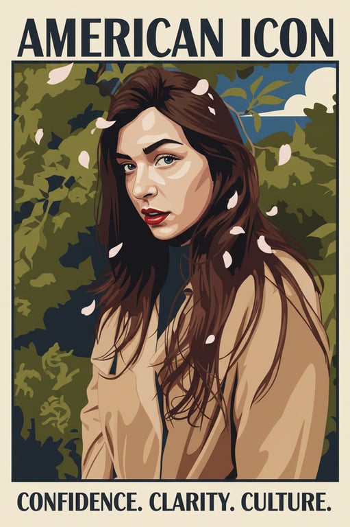 a portrait of a person recreated in an American pop art style with bold outlines, flat colors, graphic contrast, and mass-culture visual impact