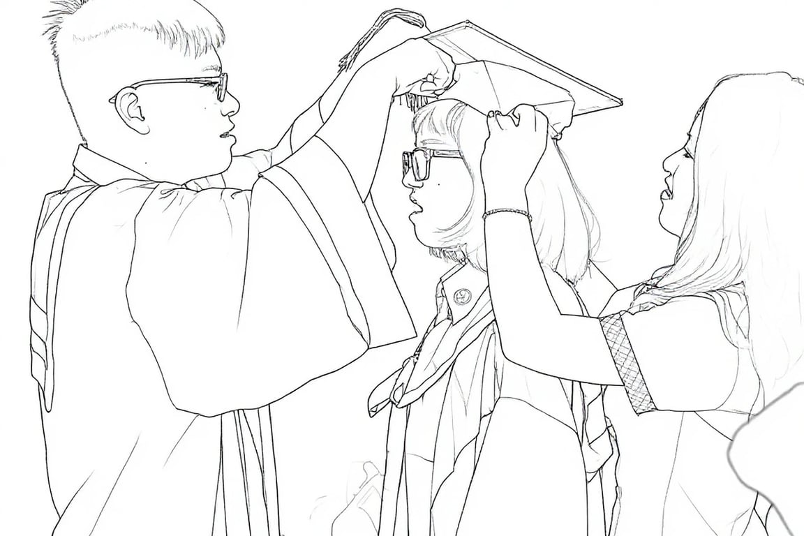 AI line drawing filter after transformation - creative portrait in single continuous line art style