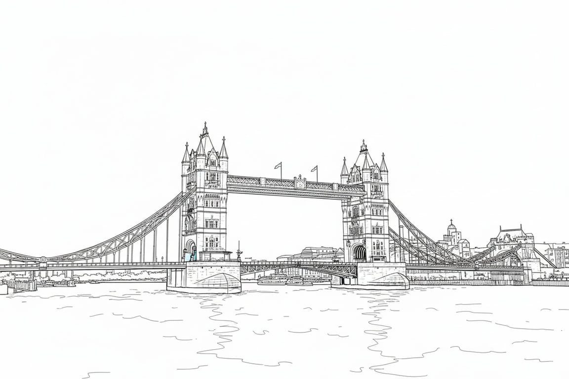 AI coloring page filter after transformation - outdoor photo rendered as printable coloring art