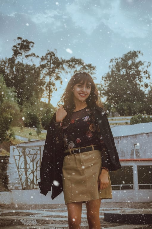 a cinematic snow effect that enhances the original photo with large foreground snowflakes, drifting midground particles, dramatic lighting interaction, and high contrast to create a film-like winter scene