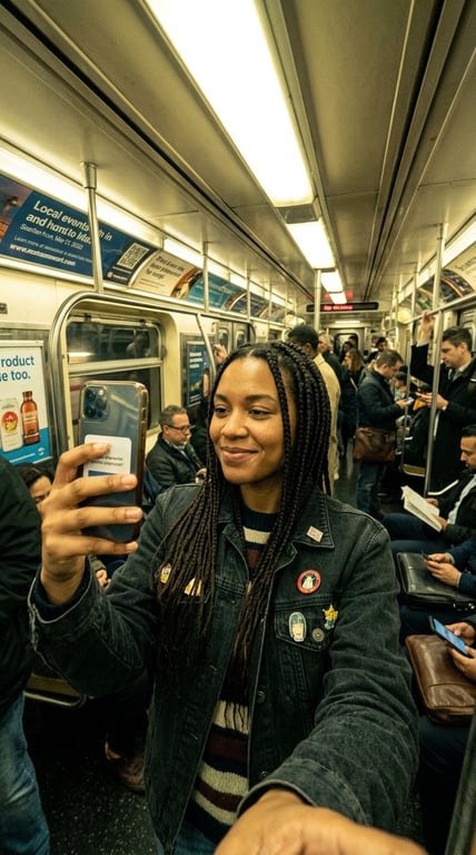 Turn this candid subway selfie...
