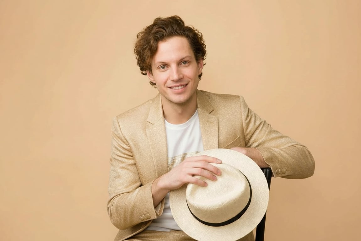 Gold Party Clothes filter after transformation - portrait styled in soft gold festive party outfit