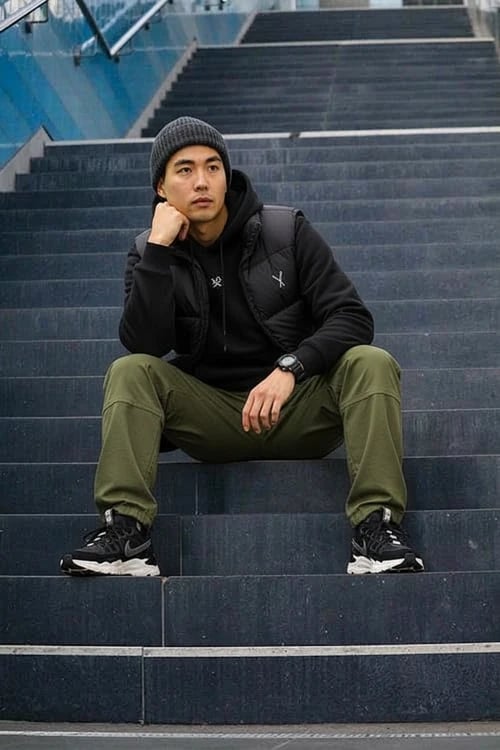 Streetwear Outfits filter after transformation - portrait wearing sporty streetwear outfit