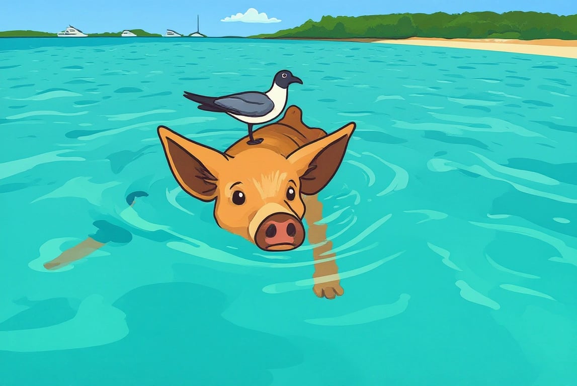 AI photo to cartoon style before pic - cartoon style of pig island