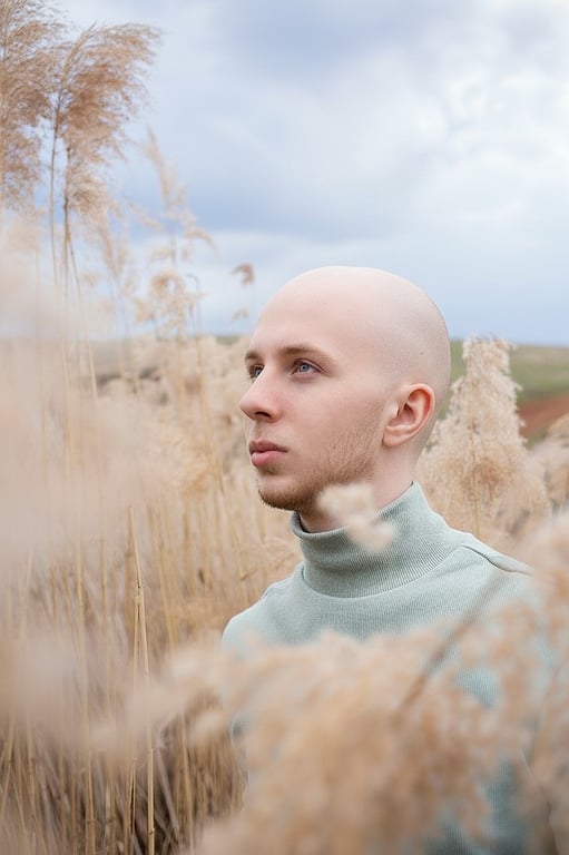 AI bald filter after transformation - creative photo with bald style effect