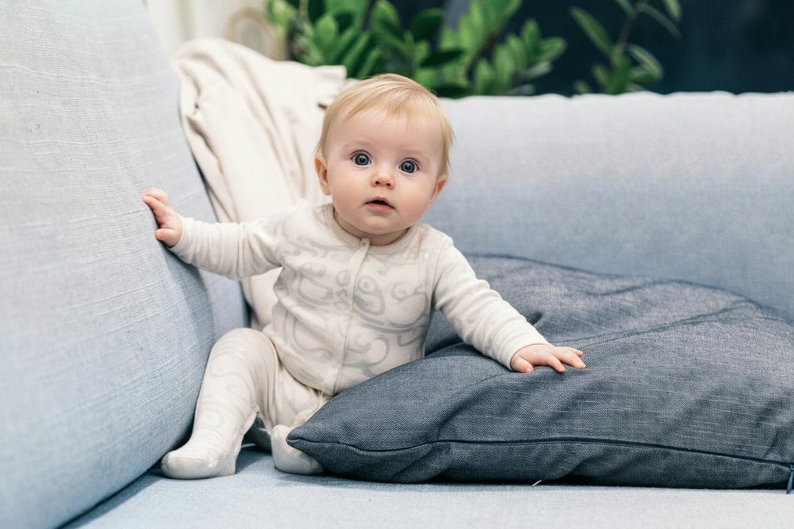 ai pet to human after – a baby lying in a similar pose, inspired by the pet's softness