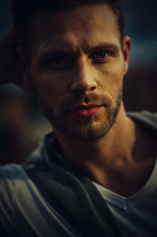 A cinematic portrait emulating 1950s melodrama film stills, with dramatic key lighting, a shallow depth of field, and highly saturated, moody colors.