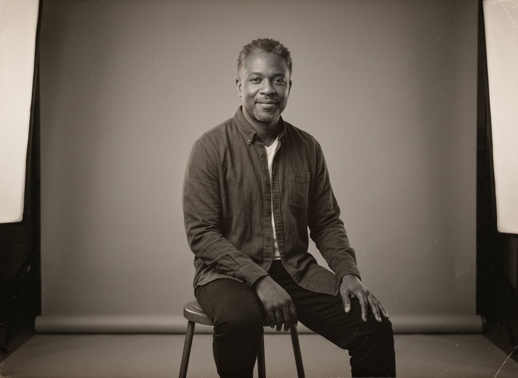 Transform this studio portrait...