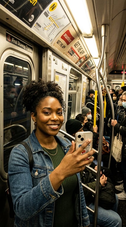 Transform this subway selfie i...