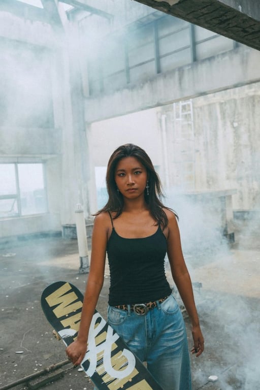 AI tan skin filter after transformation - casual portrait with warm bronzed complexion