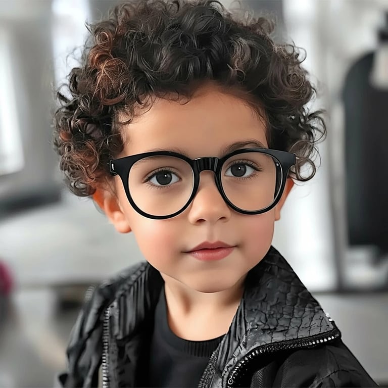 ai eye contact correction after photo - boy corrected to look directly at the camera