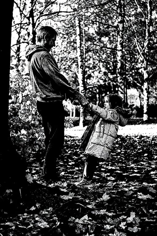 AI stencil maker after transformation - outdoor photo converted to stencil pattern