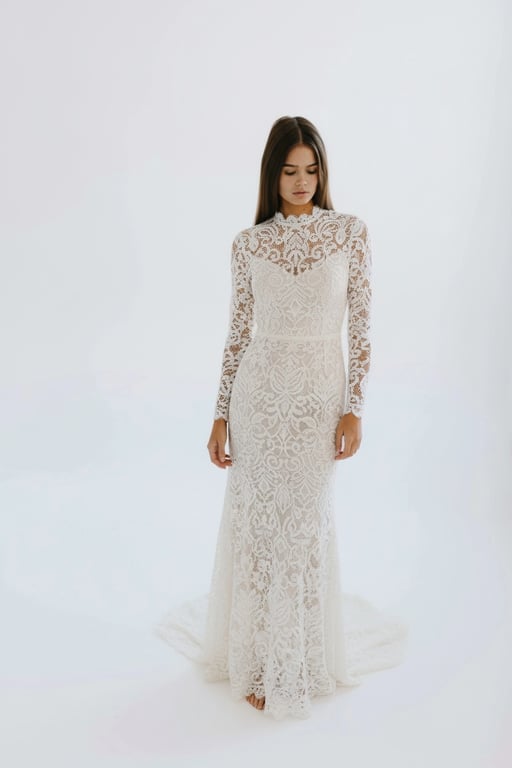 AI dress filter after transformation - influencer portrait in fashionable virtual dress