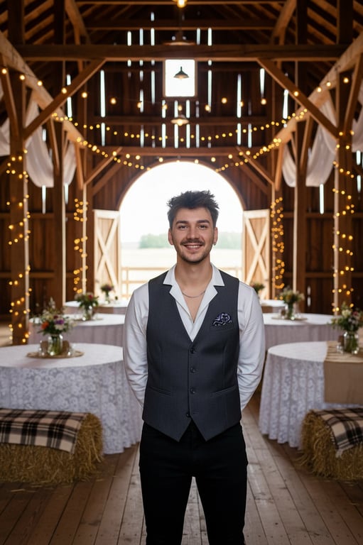 For Wedding Guests Outfits filter after transformation - portrait in relaxed light blazer wedding guest outfit at sunny ceremony