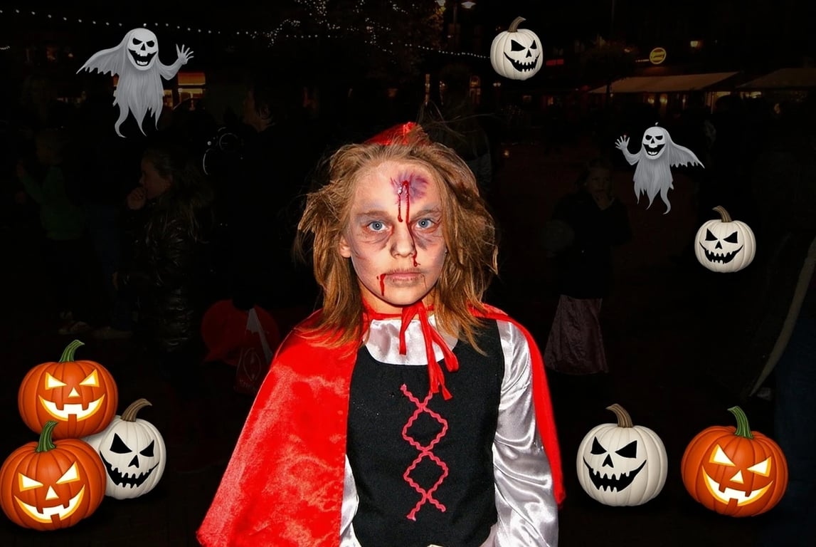 ai Halloween background after pic-kid with Halloween background