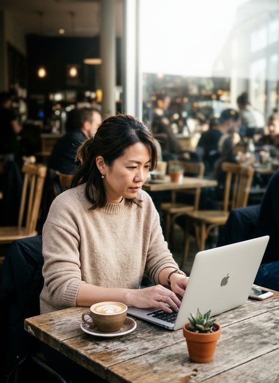 Refine this cafe scene into a ...