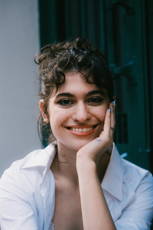 a portrait of a person illustrated with natural golden hour lighting, focusing on realistic warmth, depth, and soft environmental light response