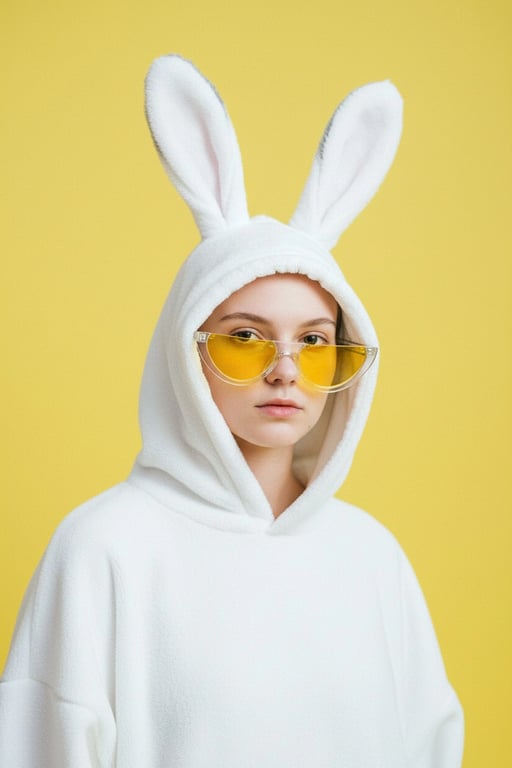 ai pet to human after – a human character wearing a bunny-themed outfit representing the rabbit