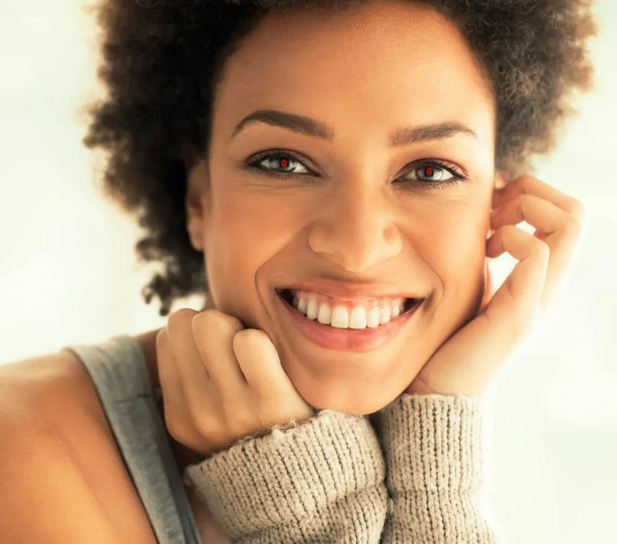 AI red eye remover before photo - creative portrait with red eye glare